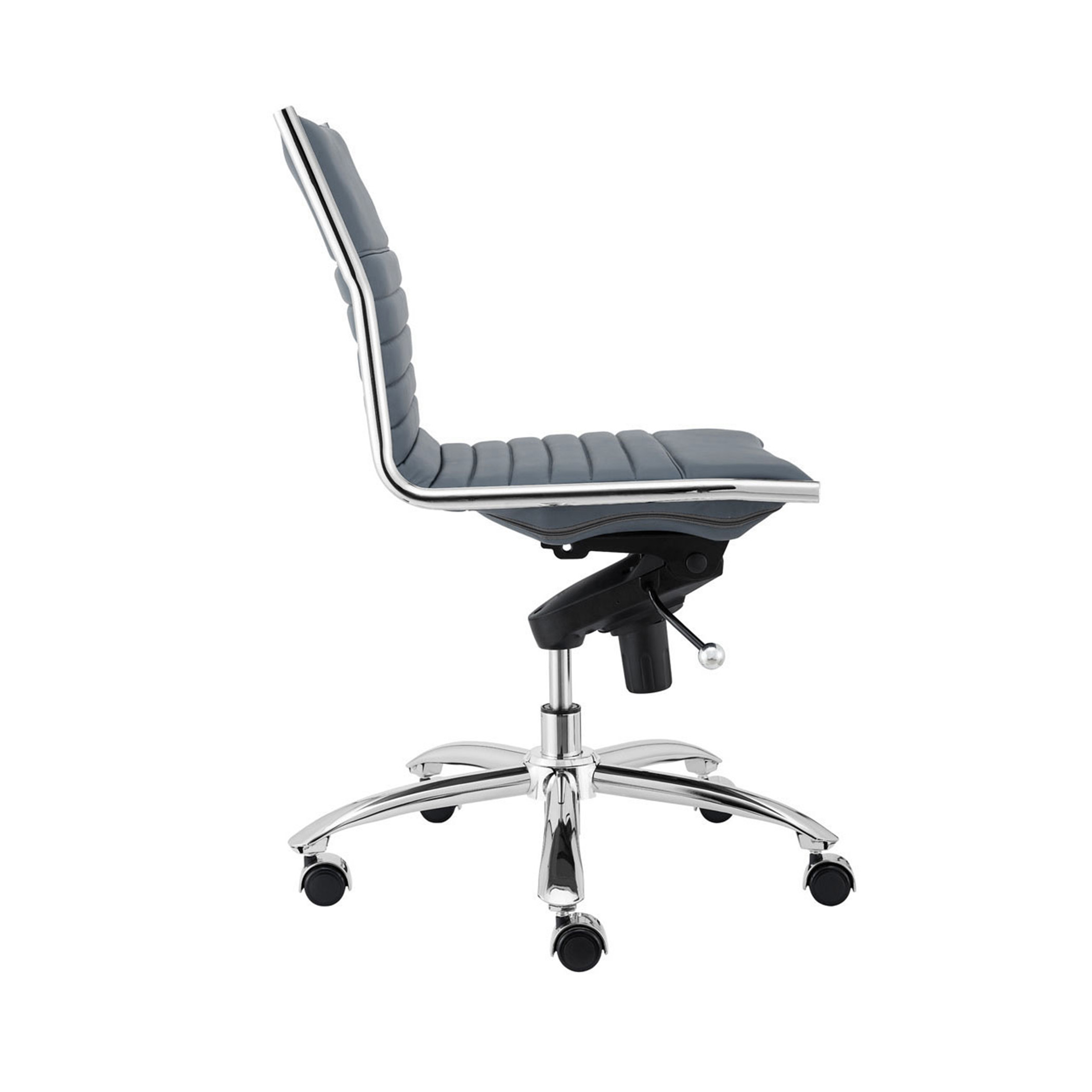 ES506 Armless Chair in Blue with Chromed Steel Base