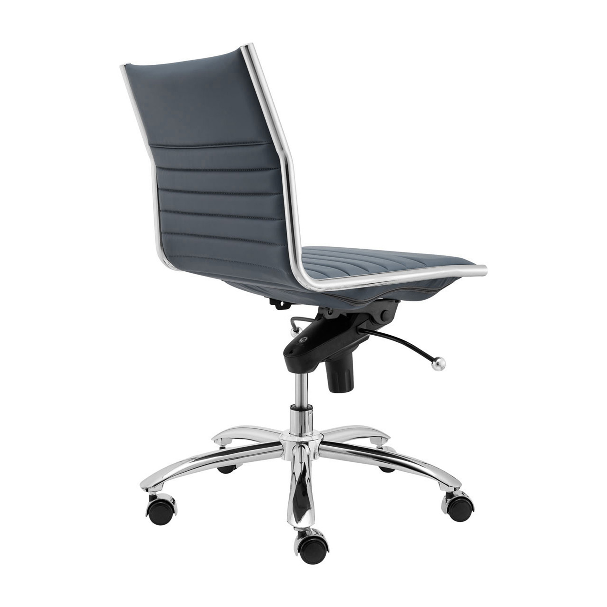 ES506 Armless Chair in Blue with Chromed Steel Base