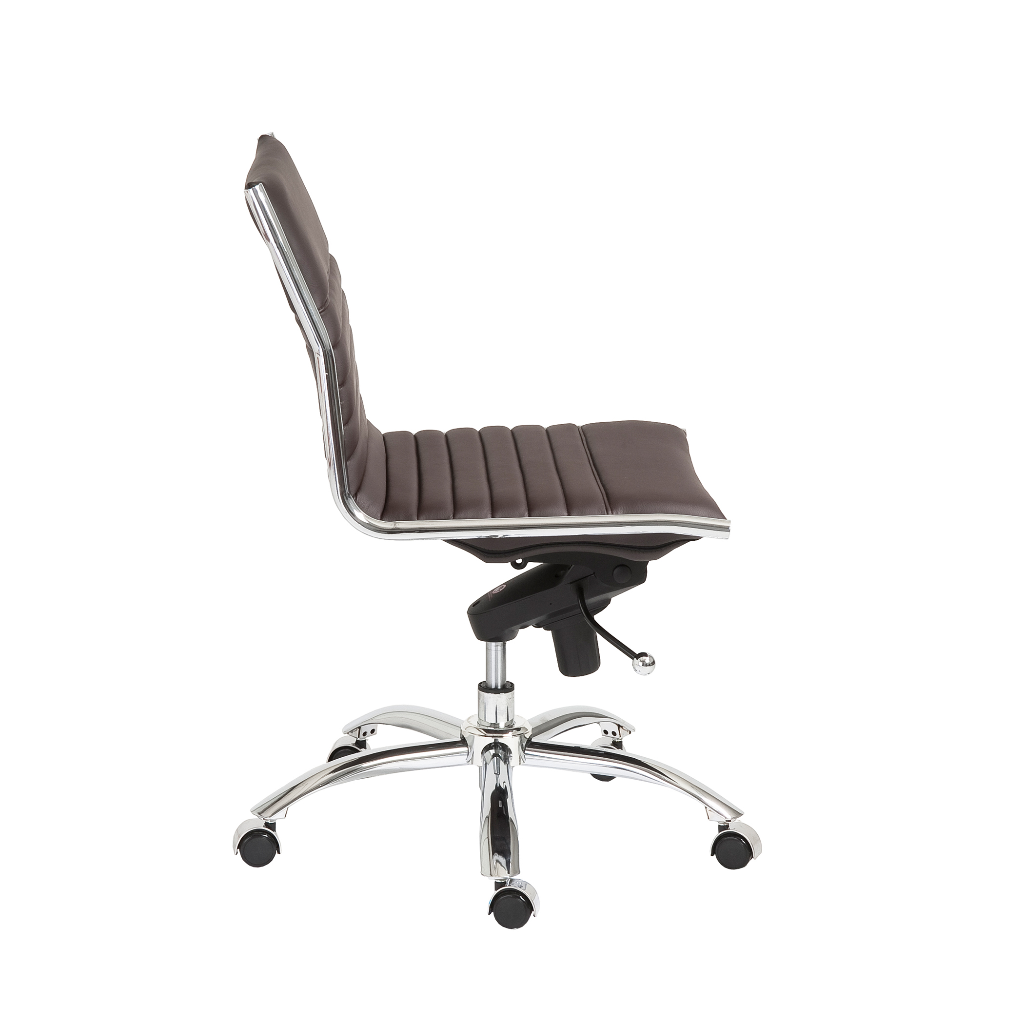 ES506 Armless Chair in Brown with Chromed Steel Base