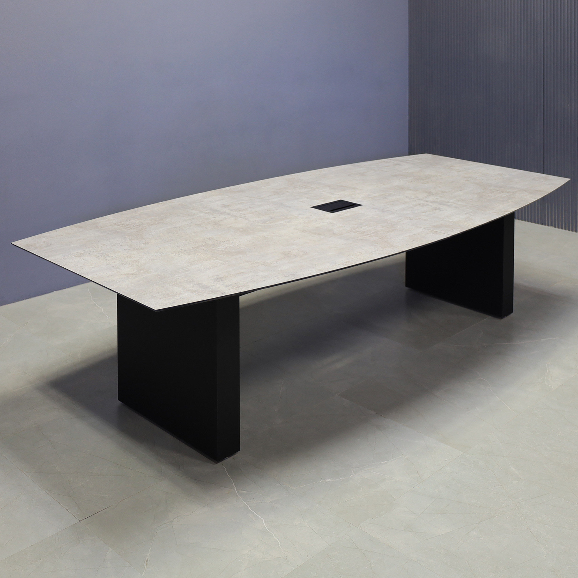 Aurora Boat Conference Table in Industrial Concrete Engineered Surface Top - 106 In. - Stock #96