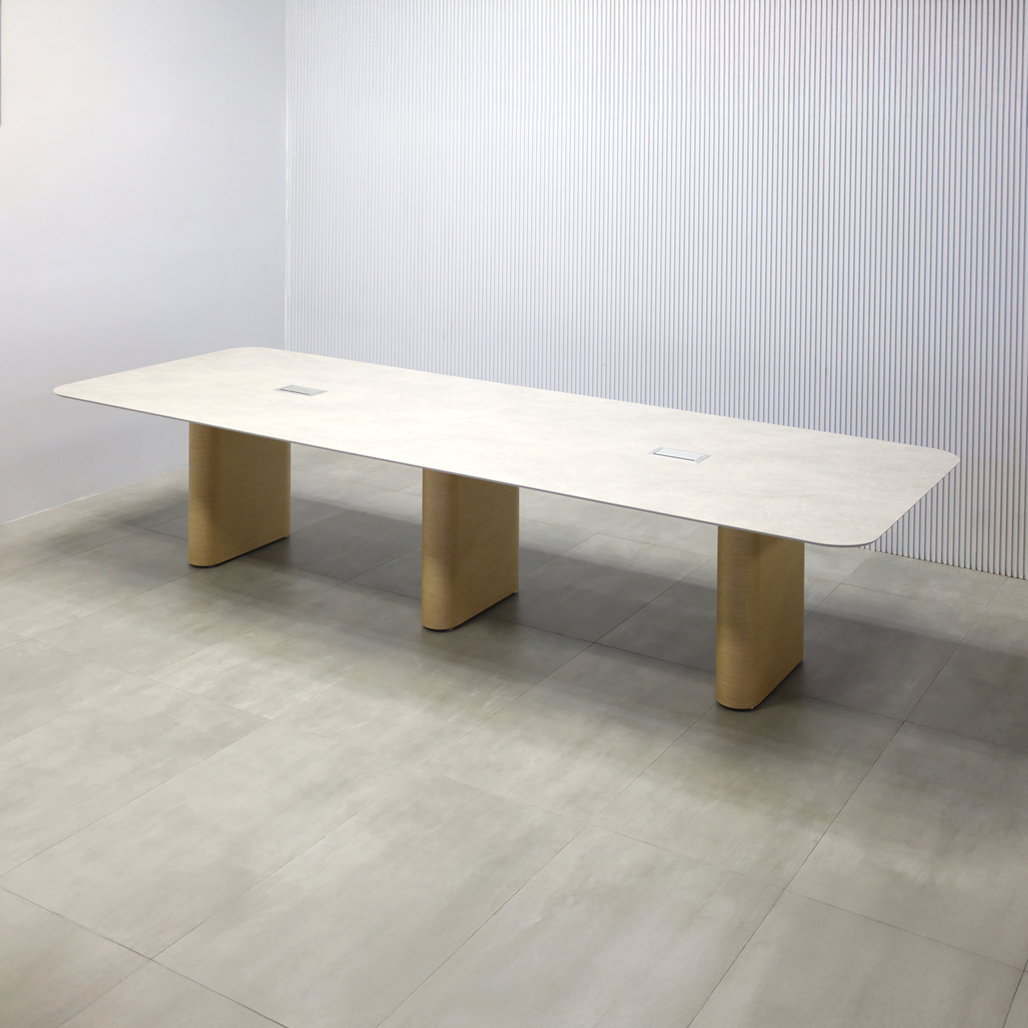 Aurora Racetrack Conference Table with White Oak Veneer Base - 144 In. - Stock #181