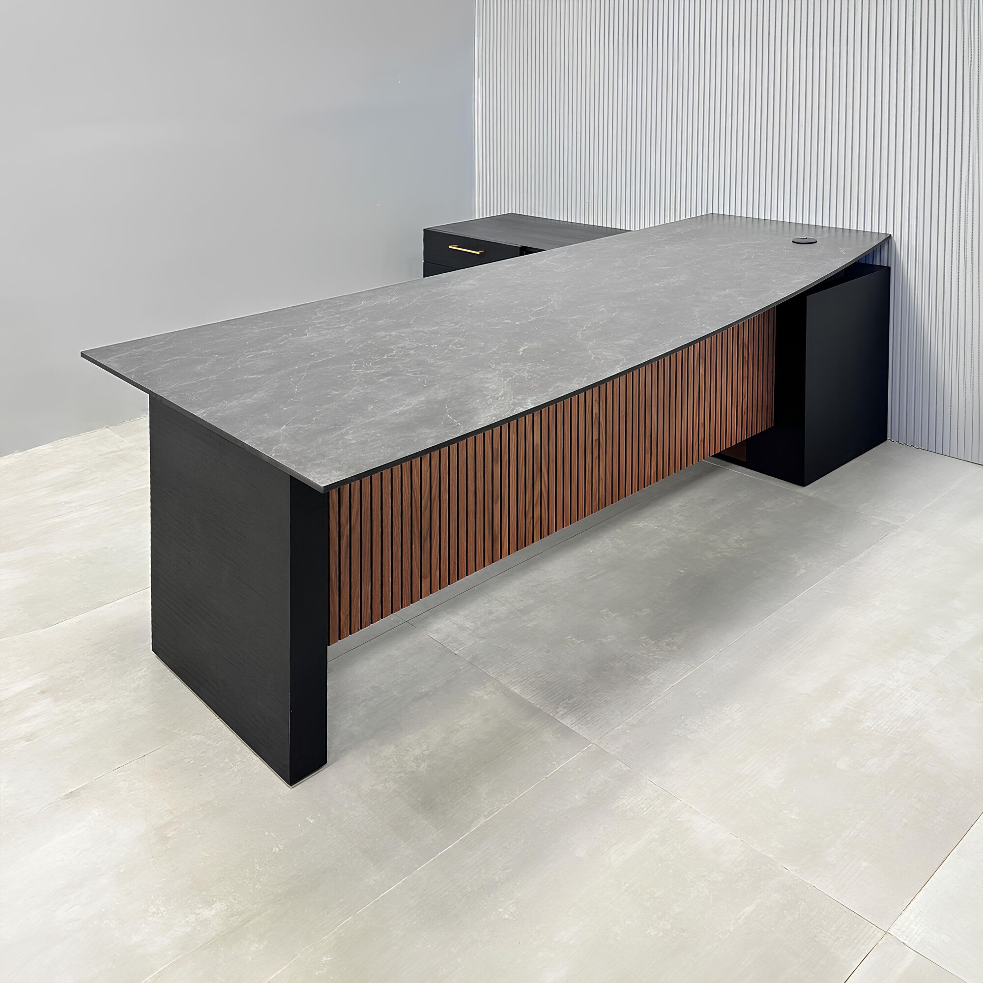 Avenue Curved Executive Desk With Credenza and Engineered Surface Top