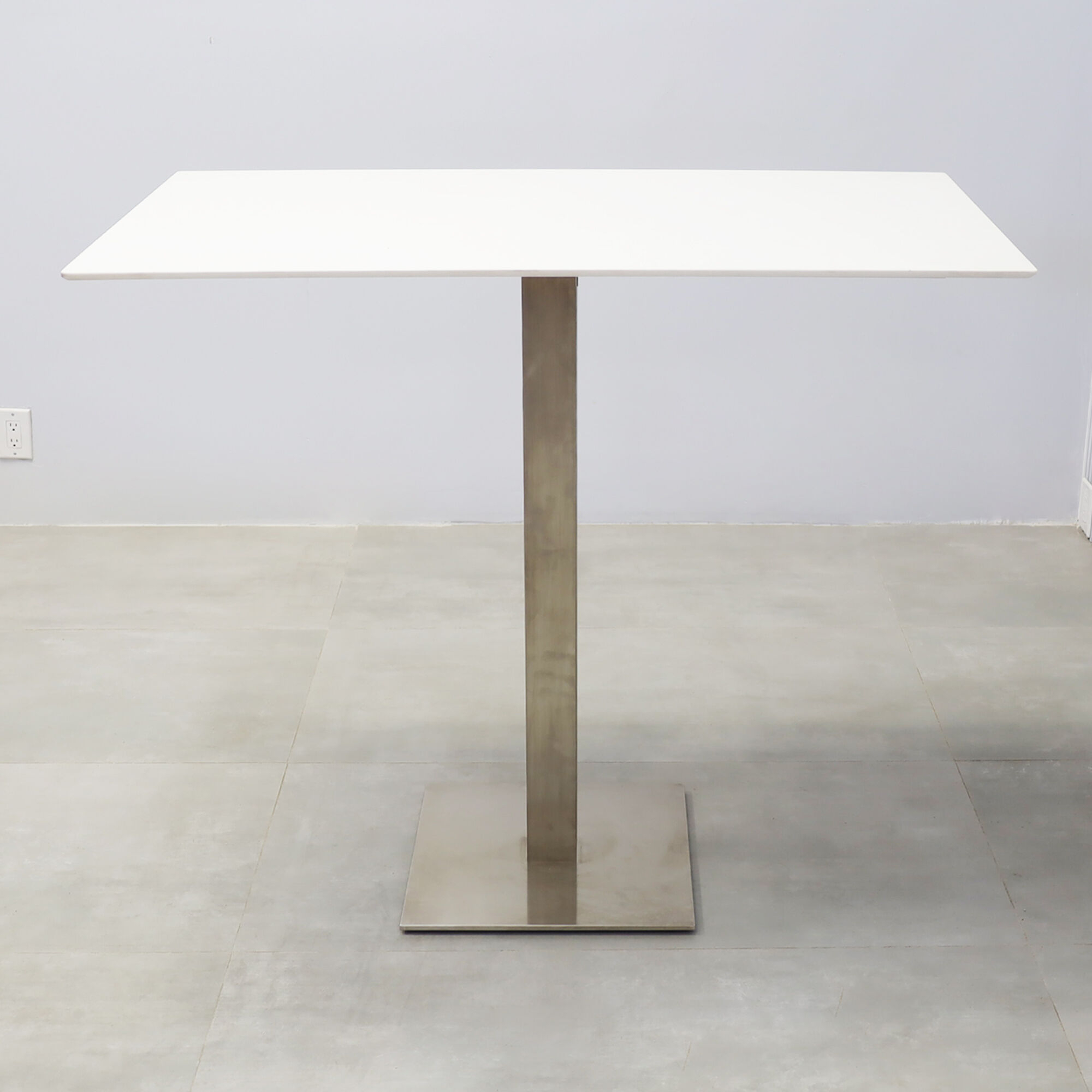 Aurora Rectangular Conference Table with White Stone Engineered Surface Top  - 49 In. - Stock #150