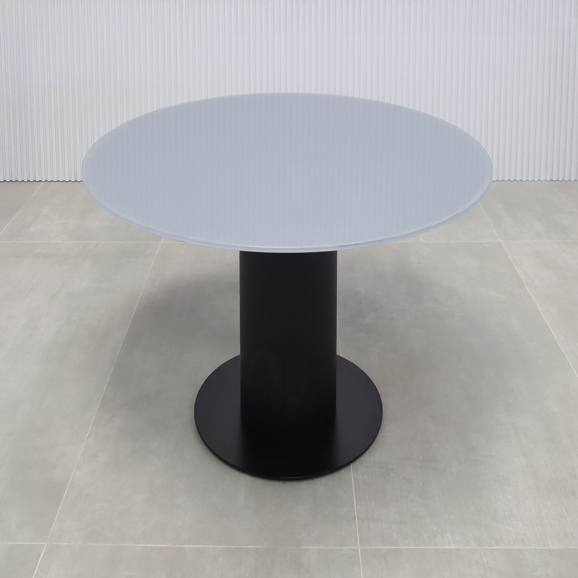 Omaha X2 Round Table in Dark Gray Tempered Glass Top - 36 In. - Stock #119