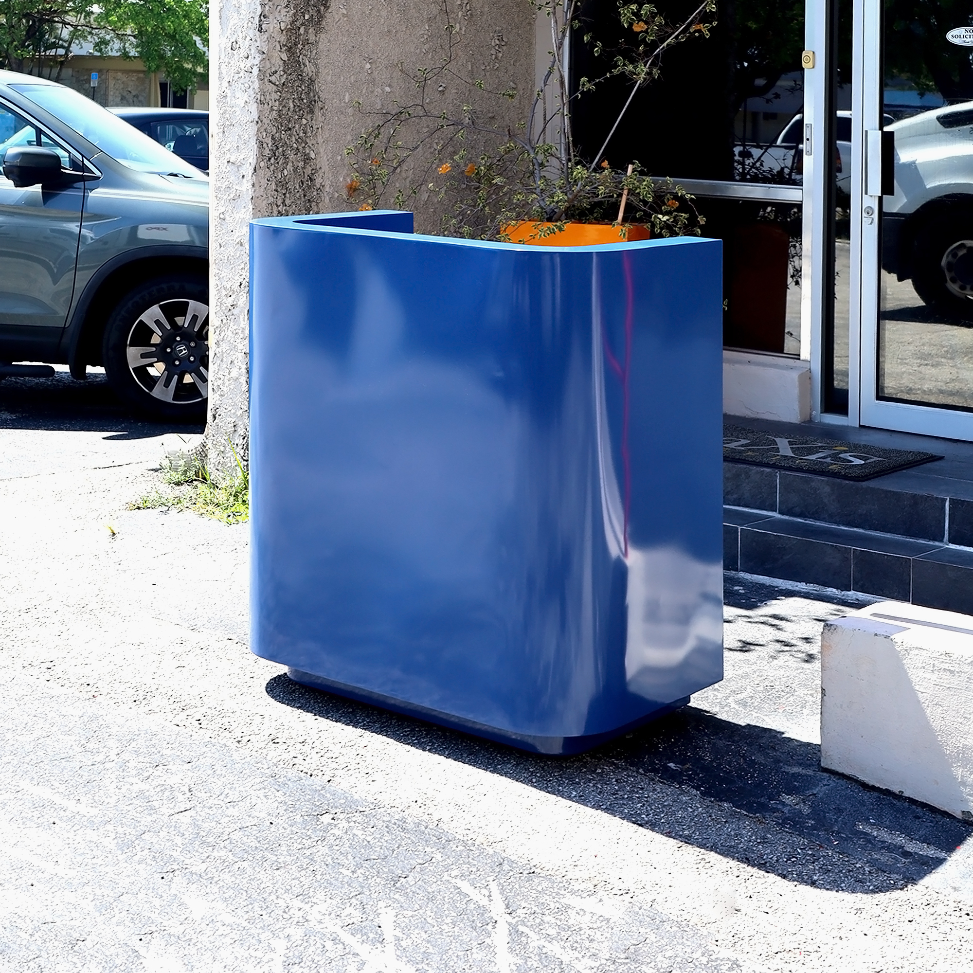 42-inch Valet & Host Desk in Blue Metal Powder-Coated Finish.