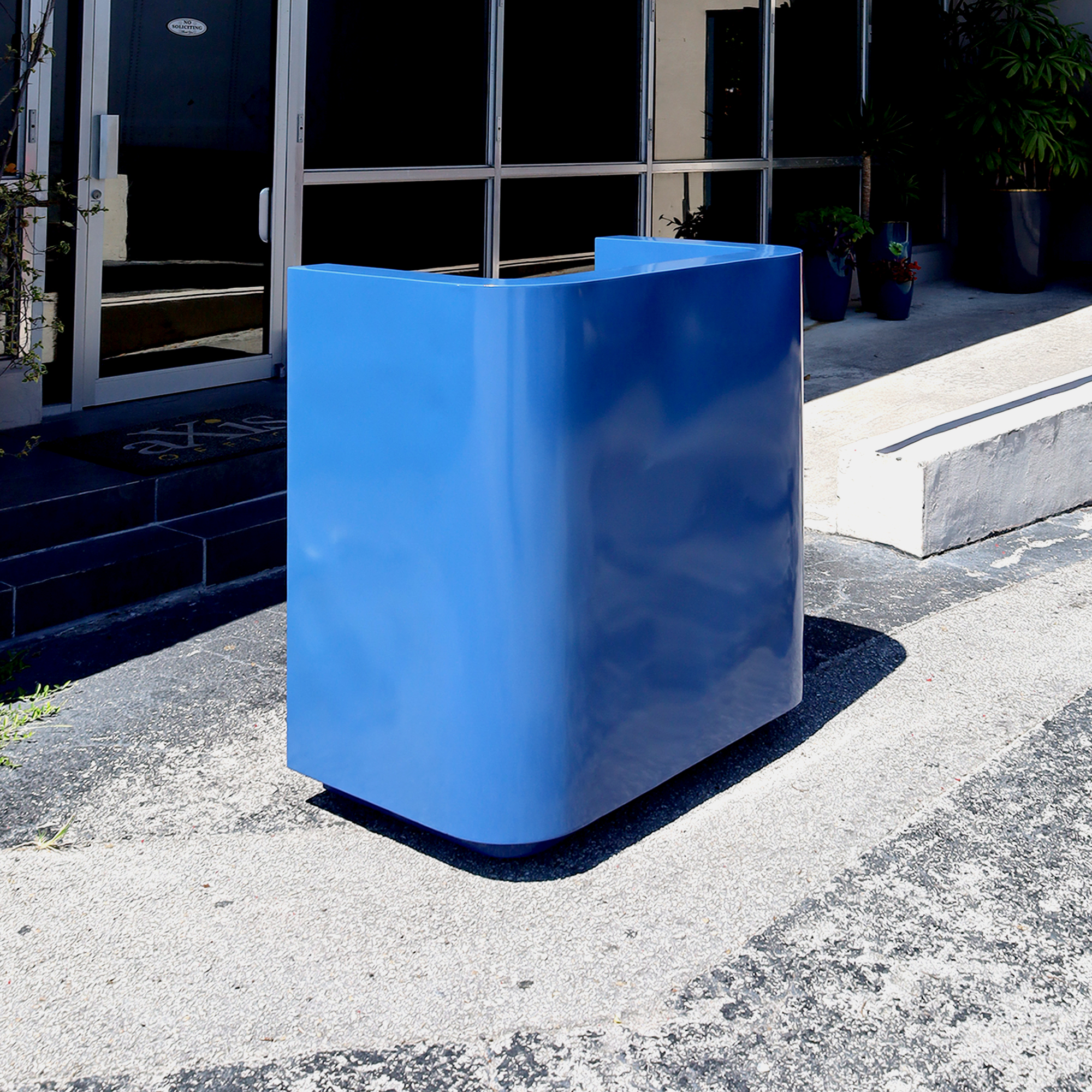 42-inch Valet & Host Desk in Blue Metal Powder-Coated Finish.
