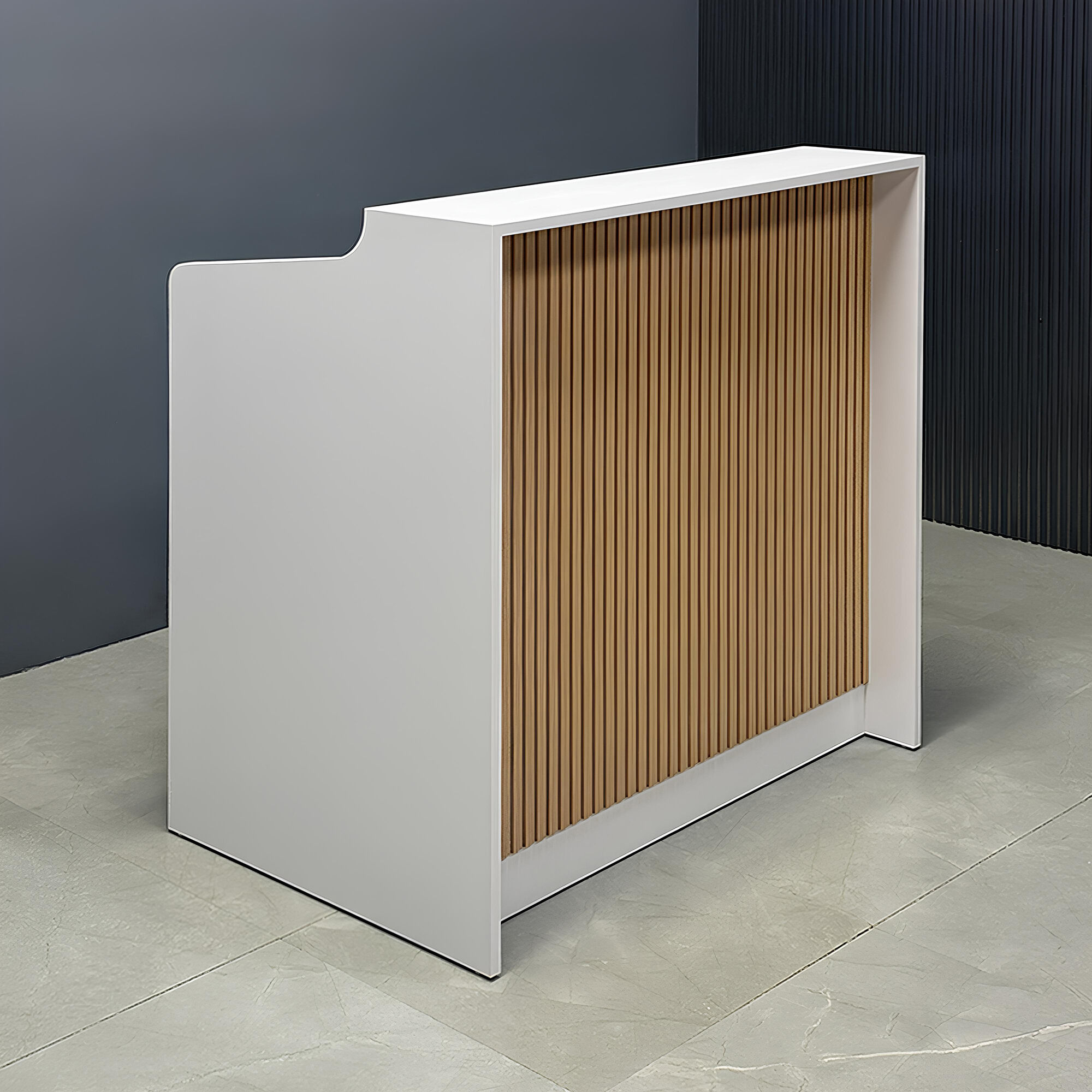 New Jersey Podium & Host In White Matte Laminate - 42 In. - Stock #189