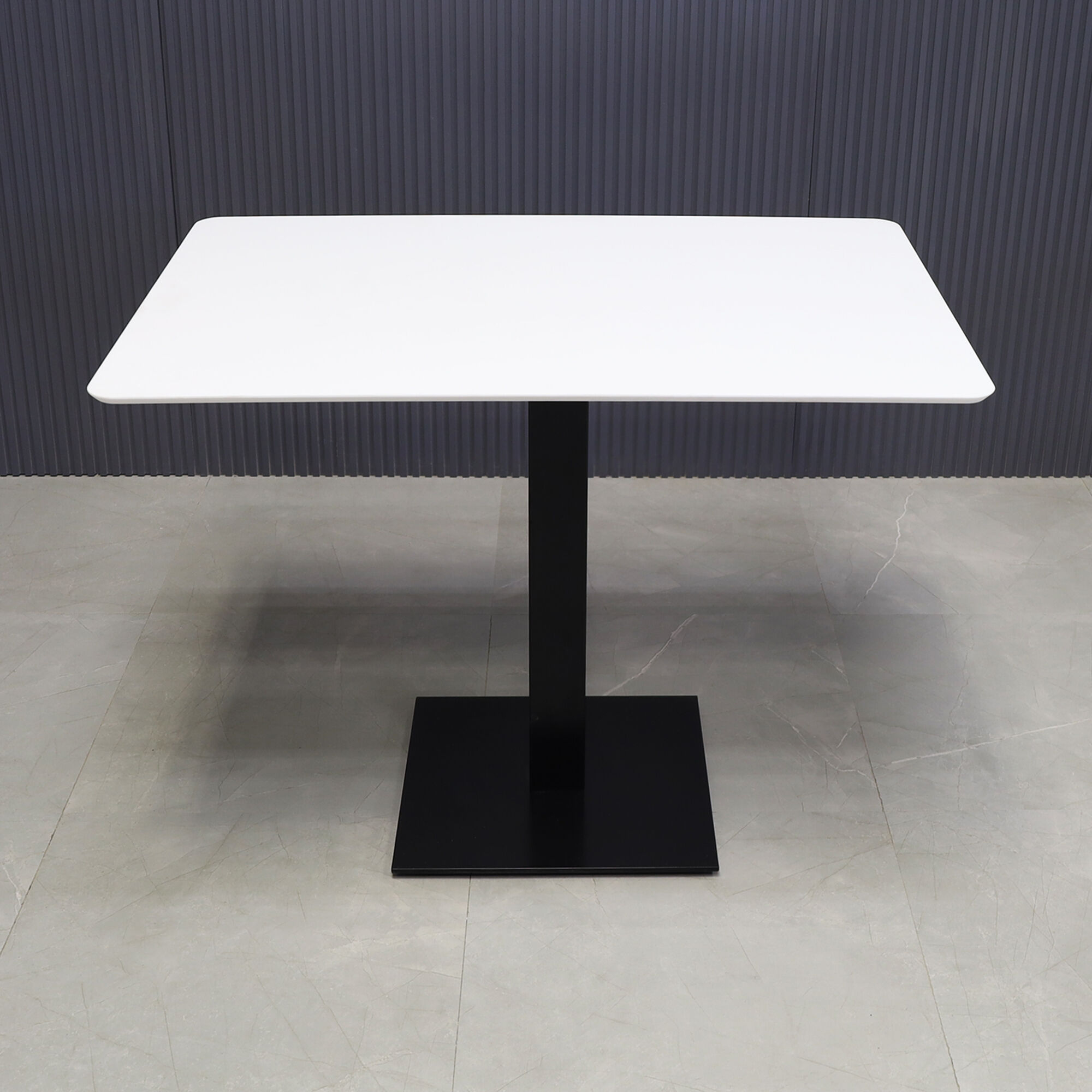 California Rectangular Cafeteria Table in White Solid Engineered Surface Top - 42 In. - Stock #41