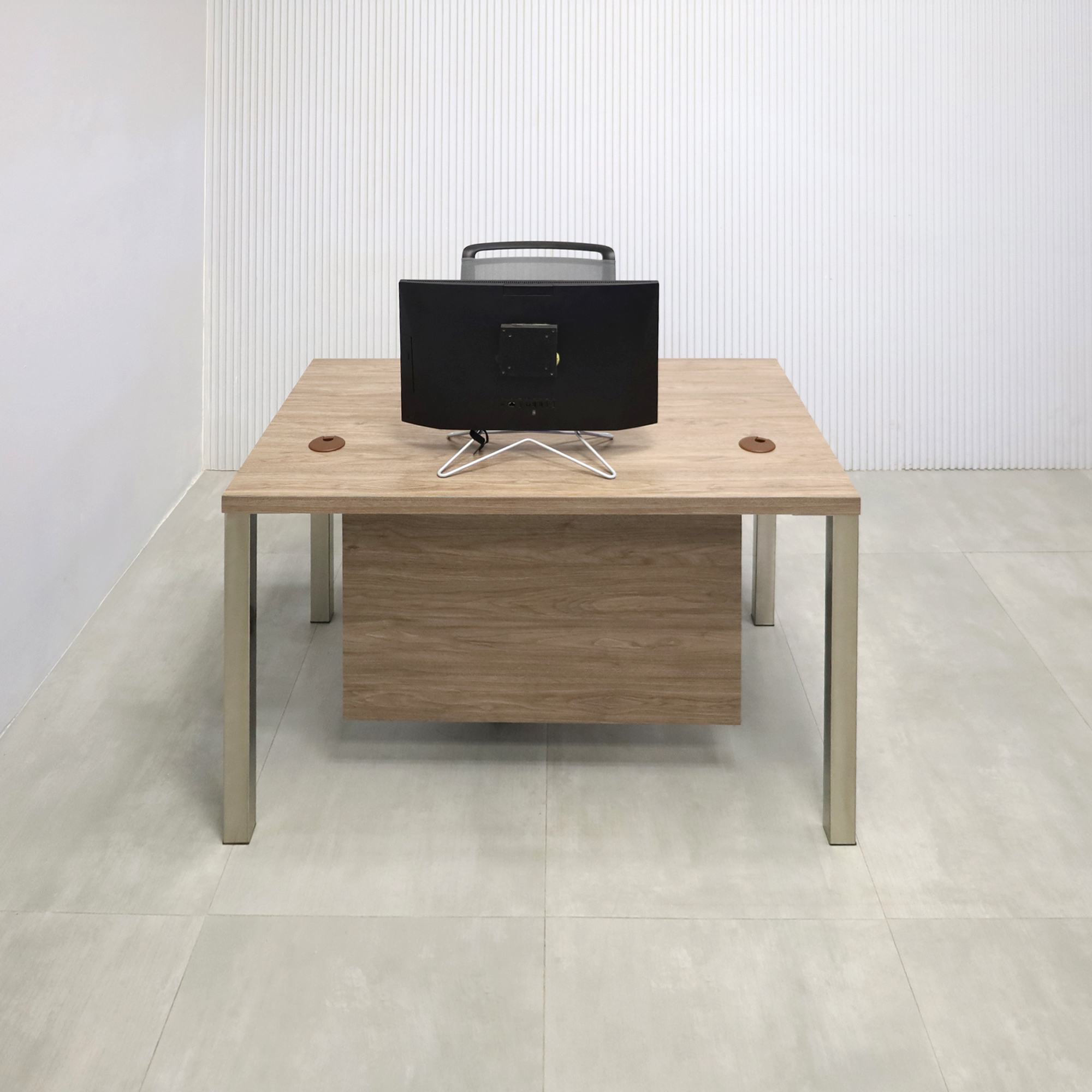 Dallas Straight Executive Desk with Hazel Walnut Matte Laminate - 48 In. - Stock #75