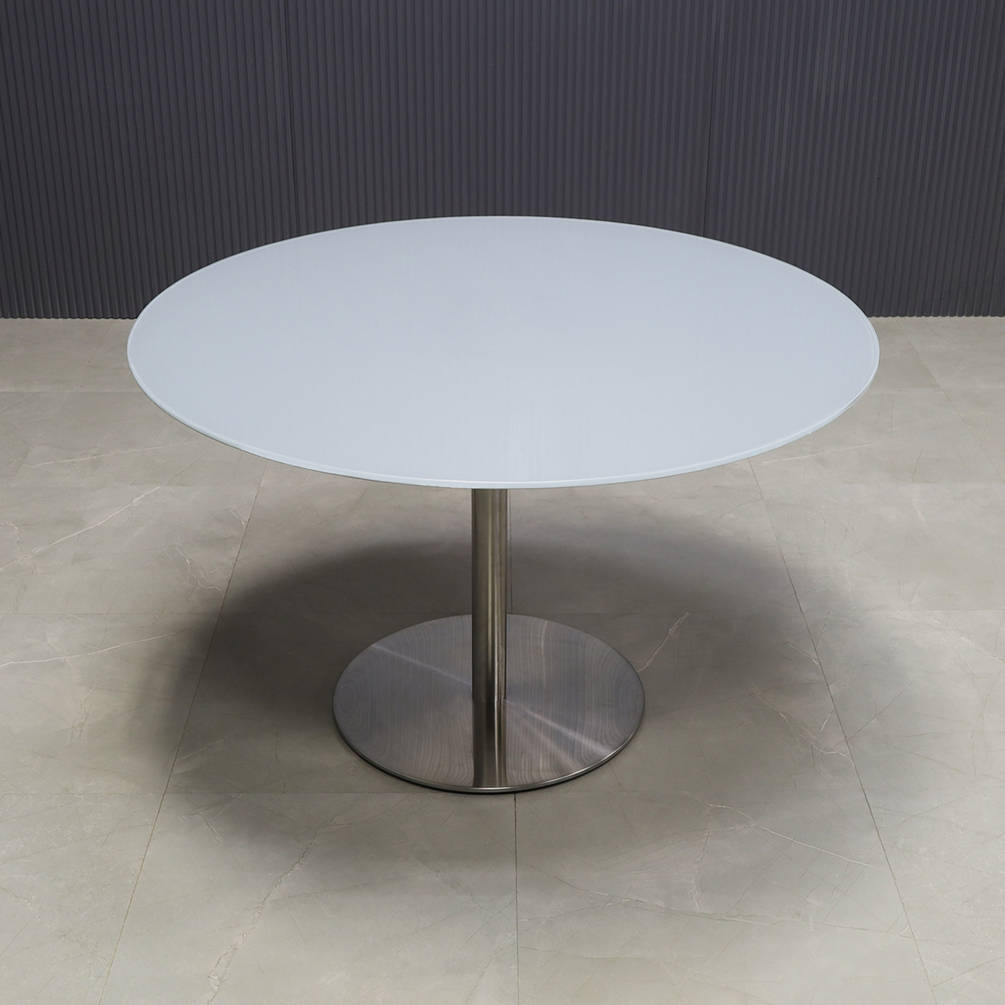 California Round Tempered Glass Cafeteria Table