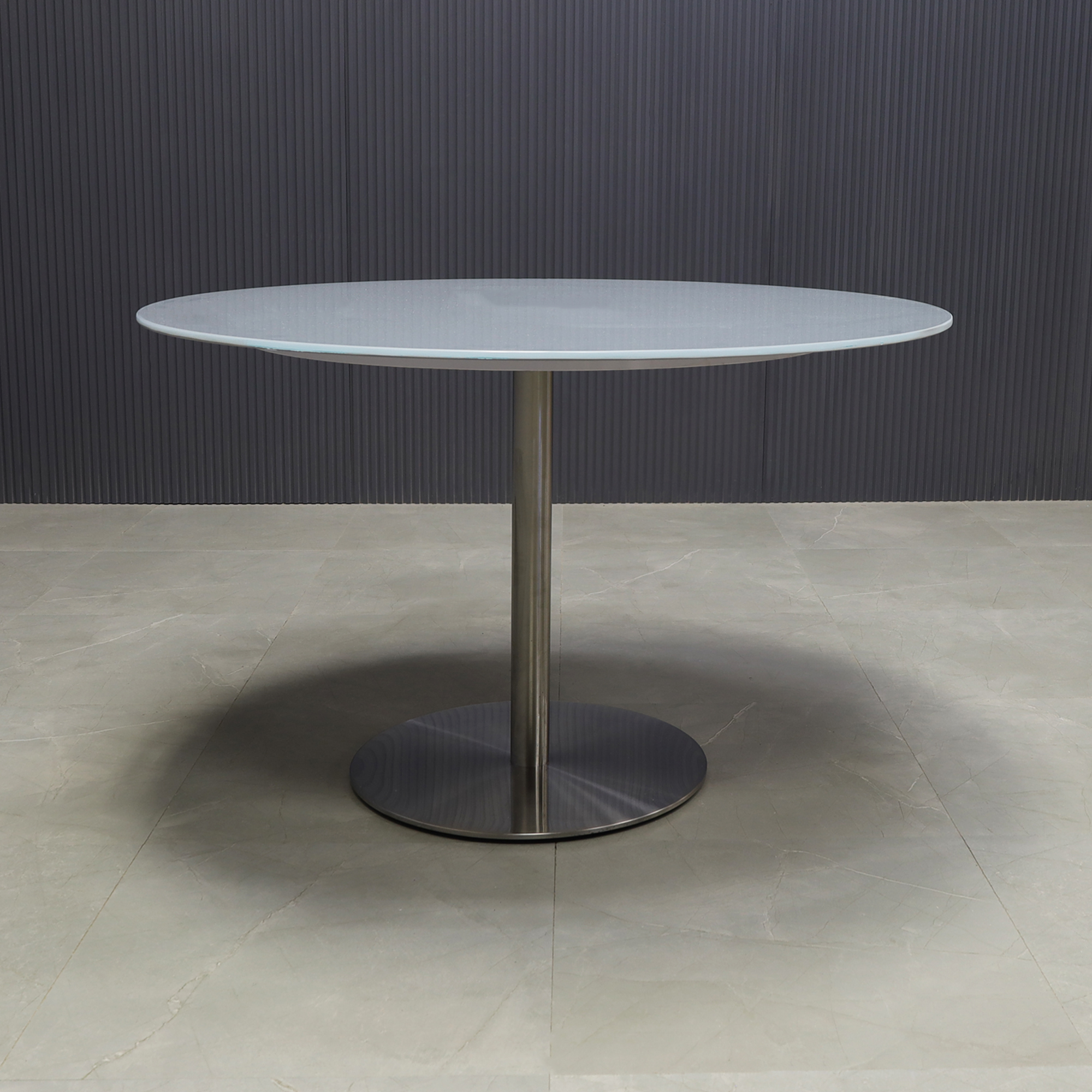 California Round Tempered Glass Cafeteria Table