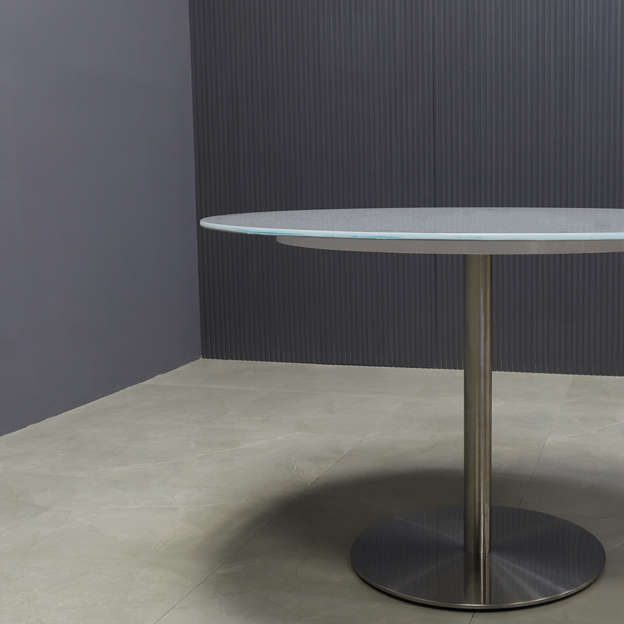 California Round Tempered Glass Cafeteria Table