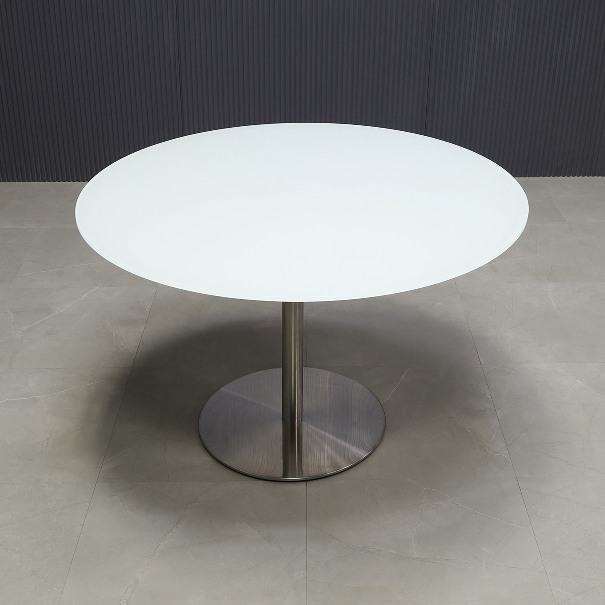 Omaha Round Conference Table  with 1/2" White Glass Top  - 46 R. - Stock #171