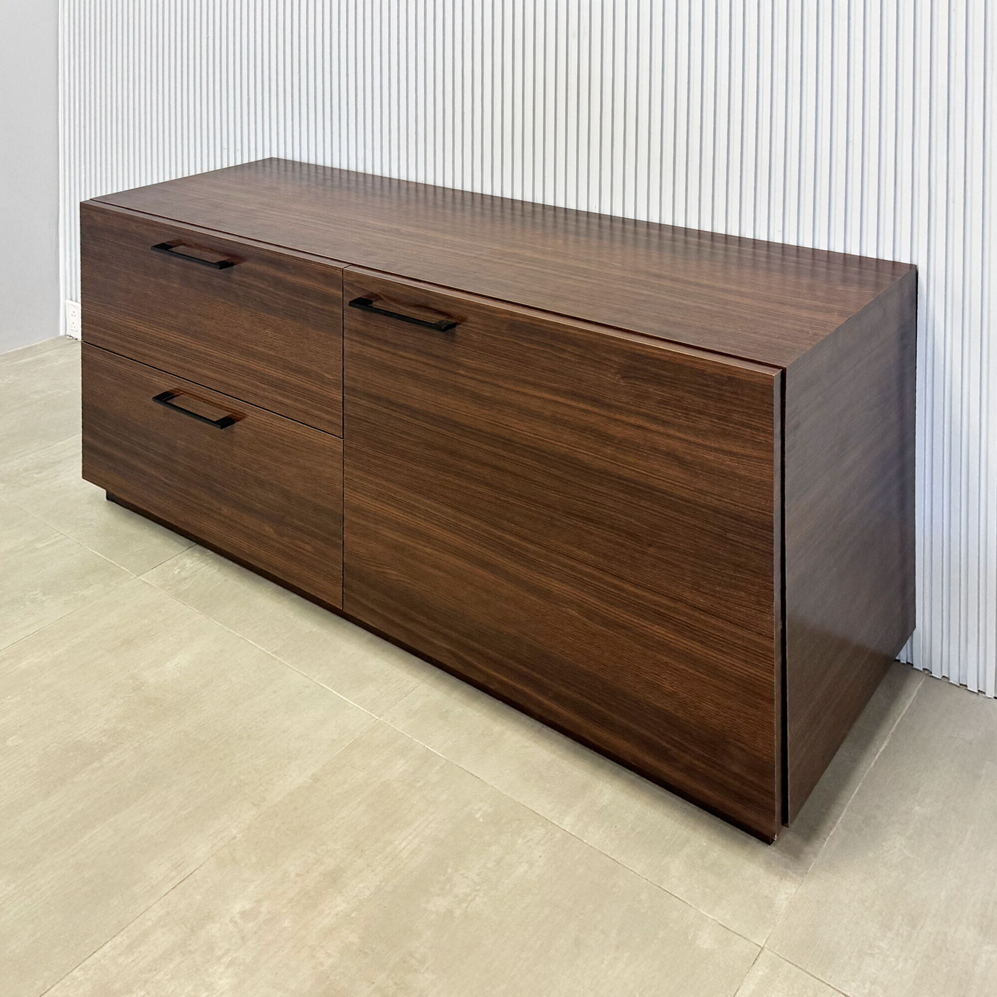 57 1/2" Storage Storage Credenza in colombian walnut matte laminate credenza, and colombian walnut matte laminate doors.
