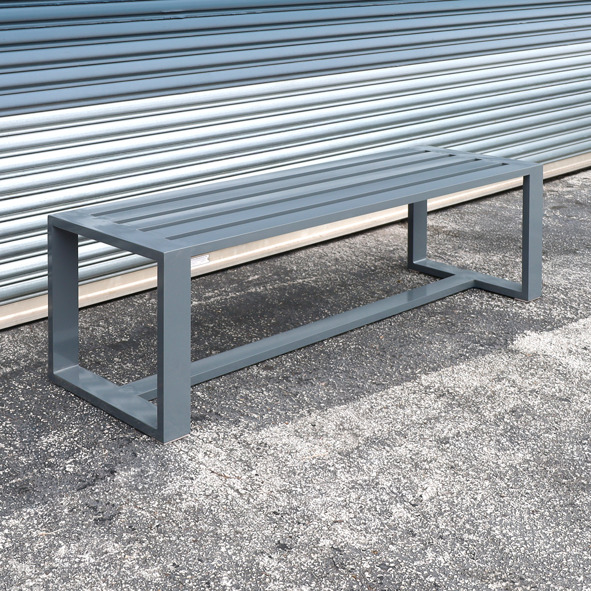 60-inch Custom Bench 101 with Aluminum in RAL 7012 paint frames and U-Shape legs.