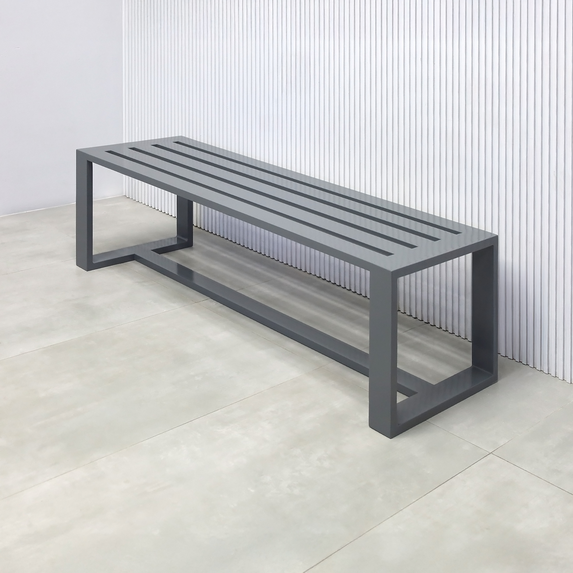 60-inch Custom Bench 101 with Aluminum in RAL 7012 paint frames and U-Shape legs.