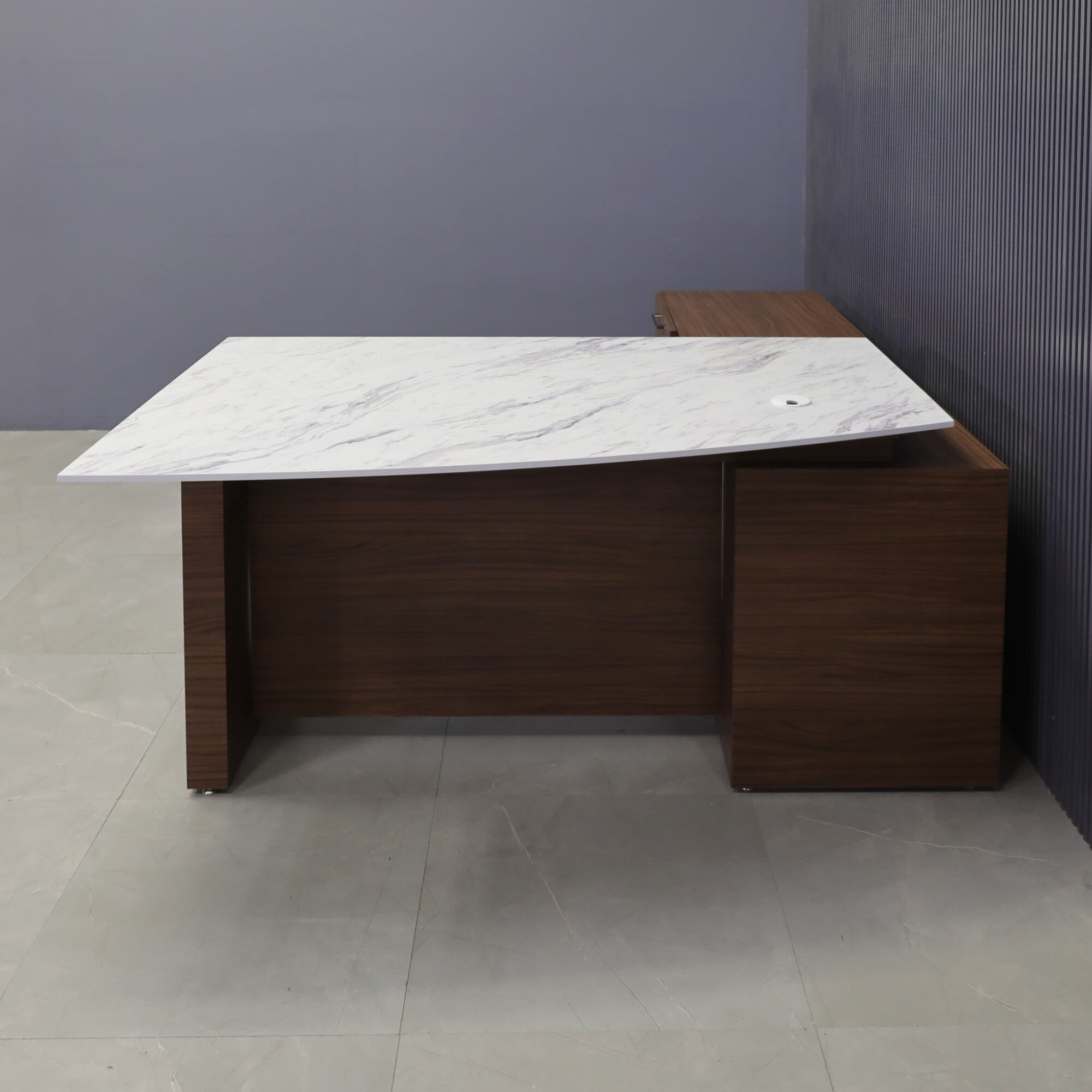 Avenue Curved Executive Desk With Credenza and Engineered Surface Top