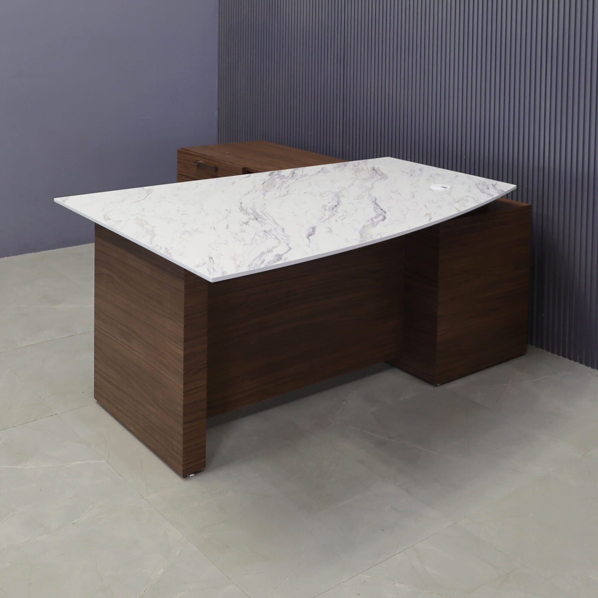Avenue Curved Executive Desk With Credenza and Engineered Surface Top