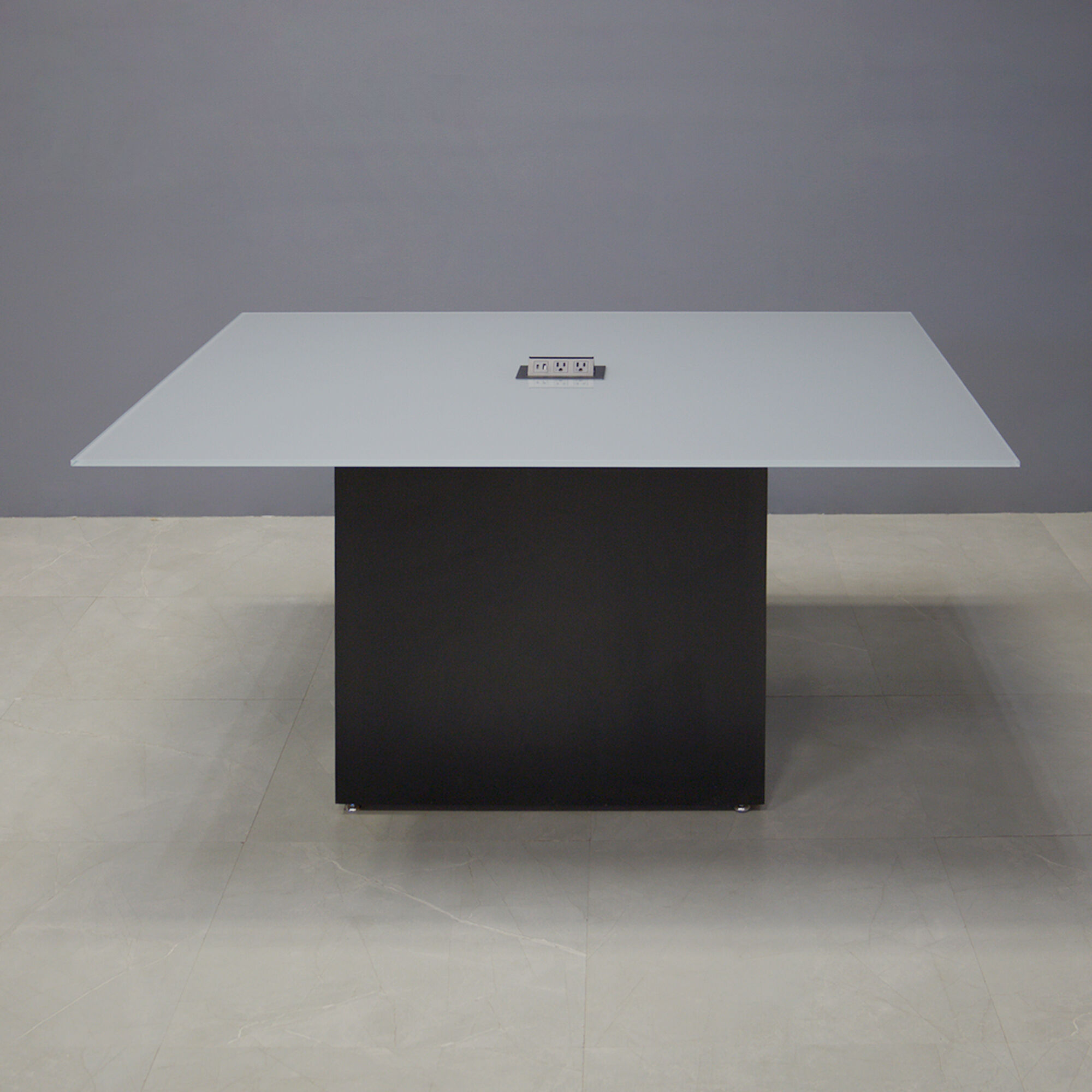 Omaha Rectangular Conference Table In Medium Gray Tempered Glass Top - 60 X 48"In. - Stock #100