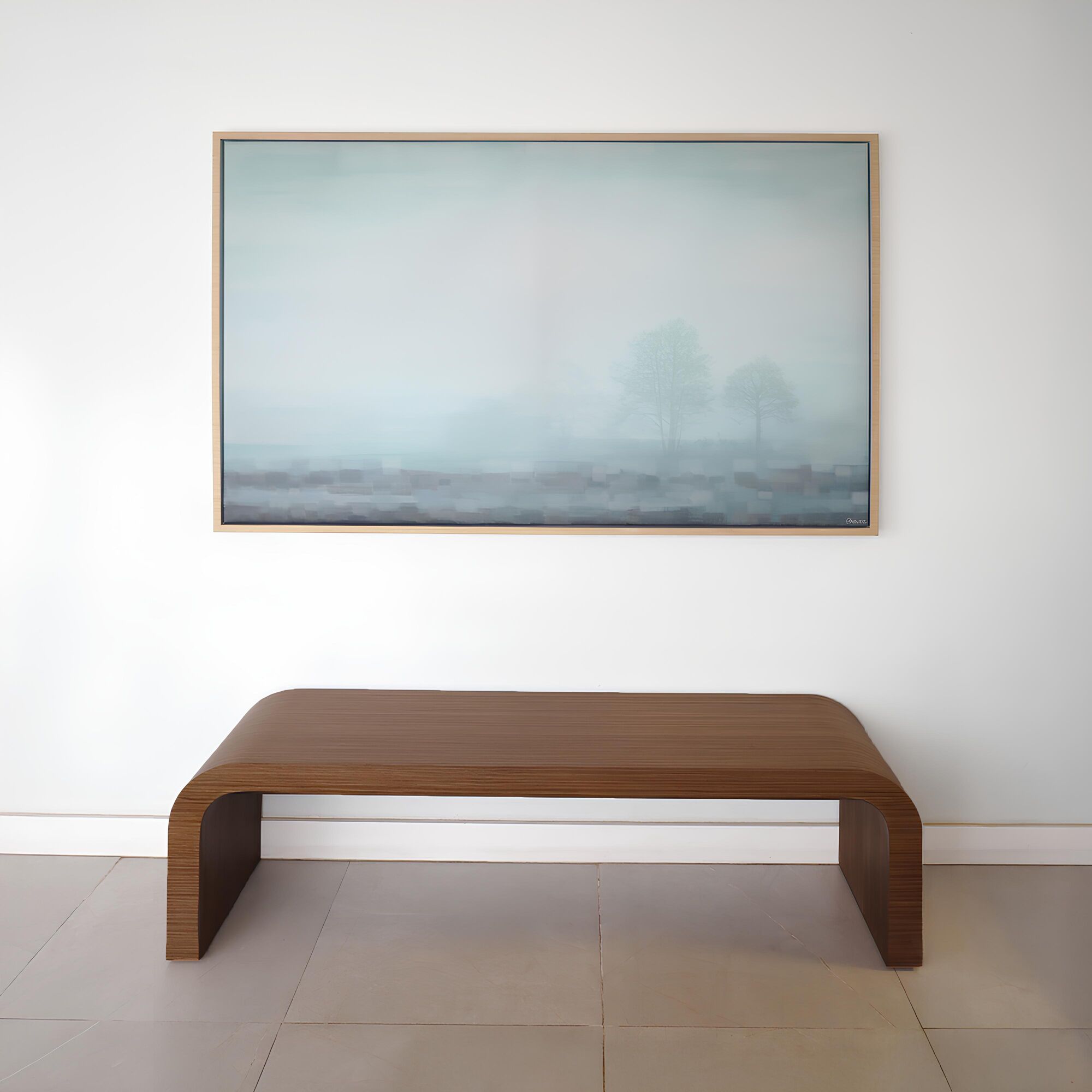 60-inch Milano Custom Bench with Spiced Walnut Veneer top & inside finish.