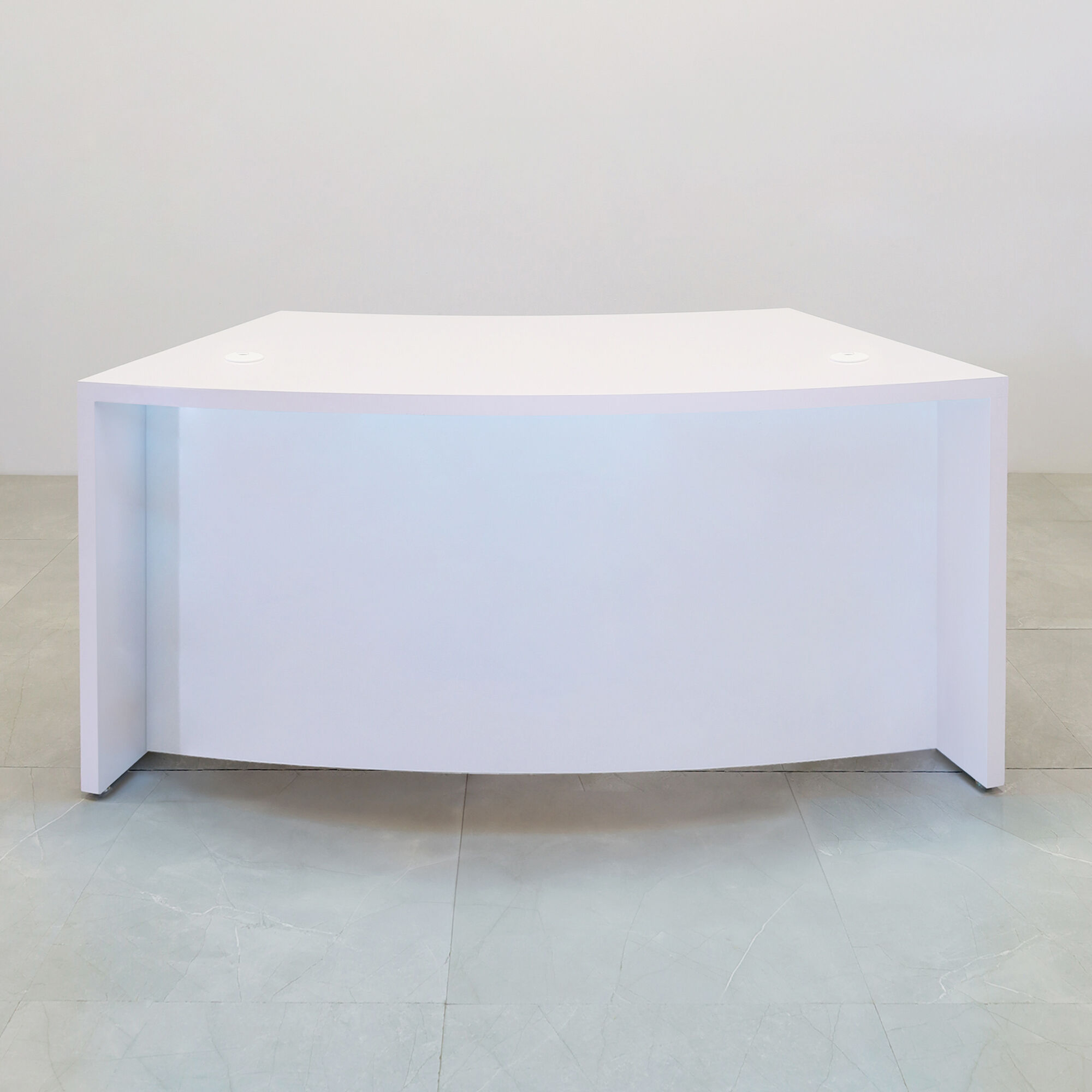 Seattle Curved Executive Desk in White Gloss Laminate Finish - 60 In. - Stock #52