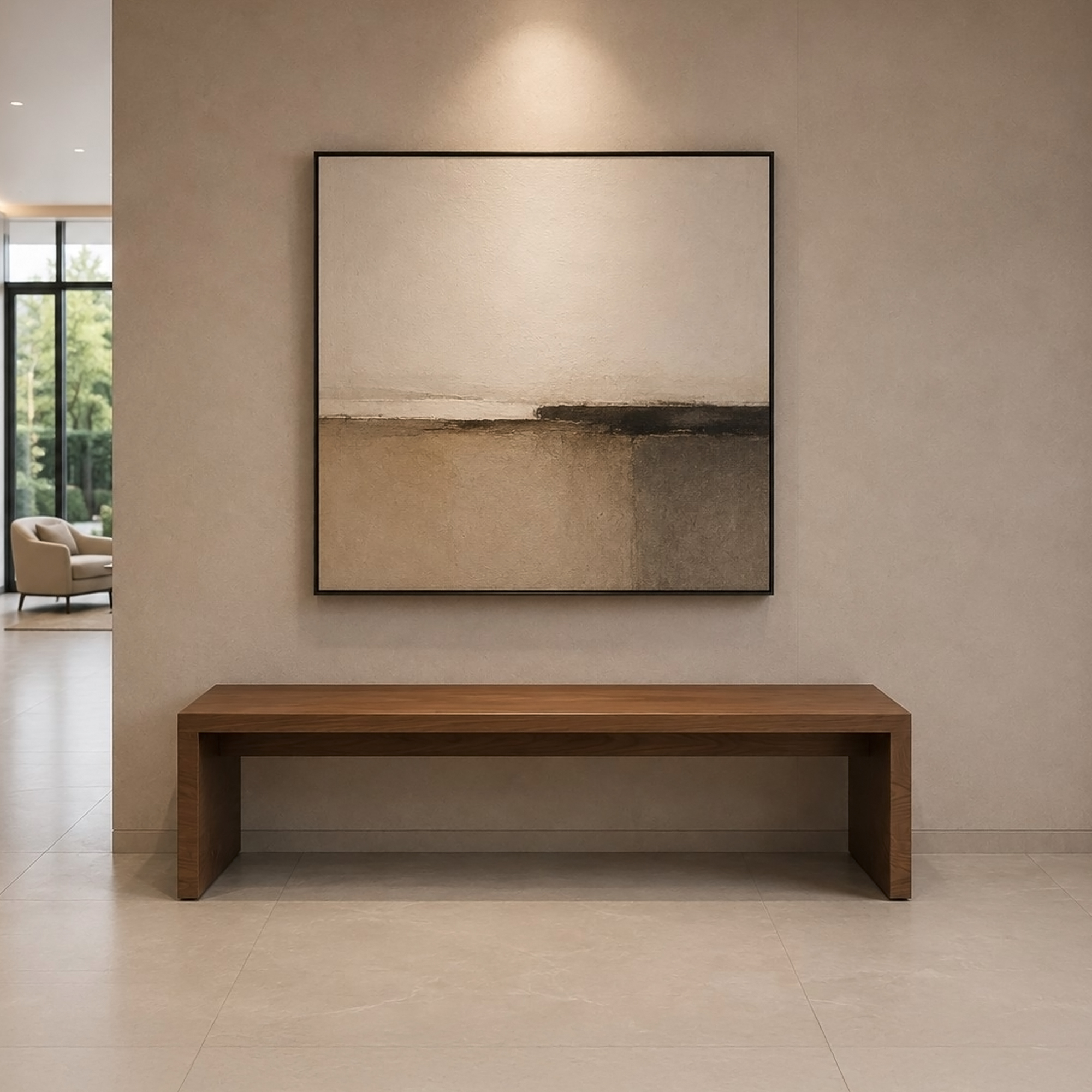 Astoria Bench in American Walnut Veneer Finish - 64 In. - Stock #64
