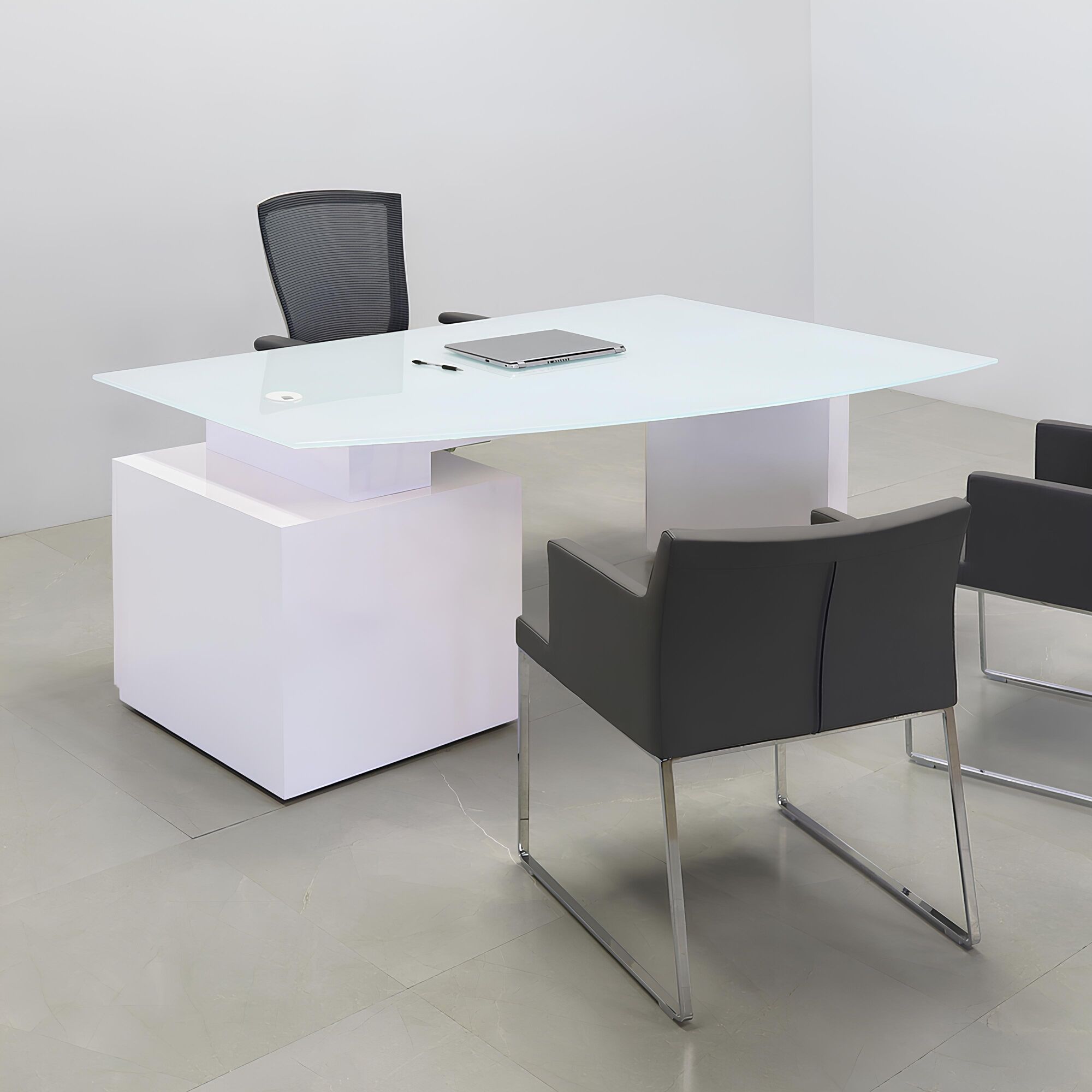 Avenue Curved Executive Desk With Tempered Glass Top