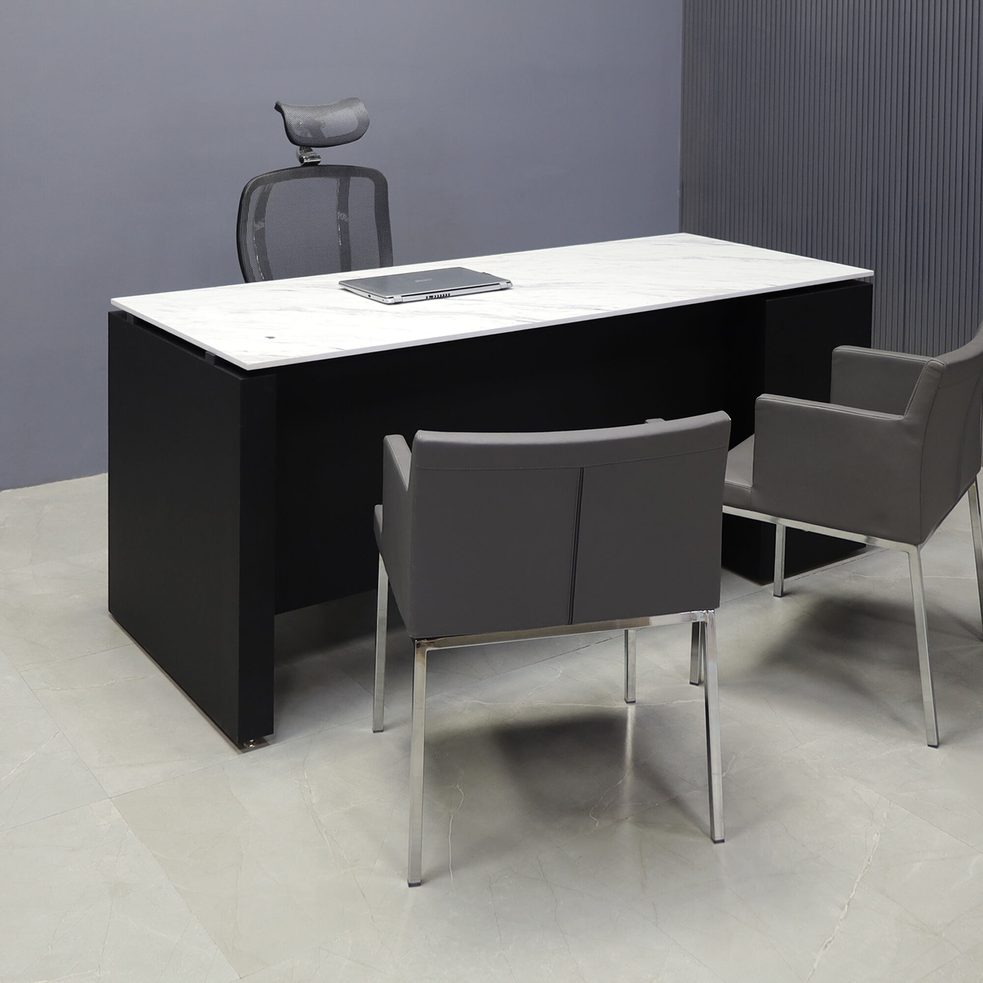 Denver Straight Executive Desk With Cabinet and Engineered Surface Top