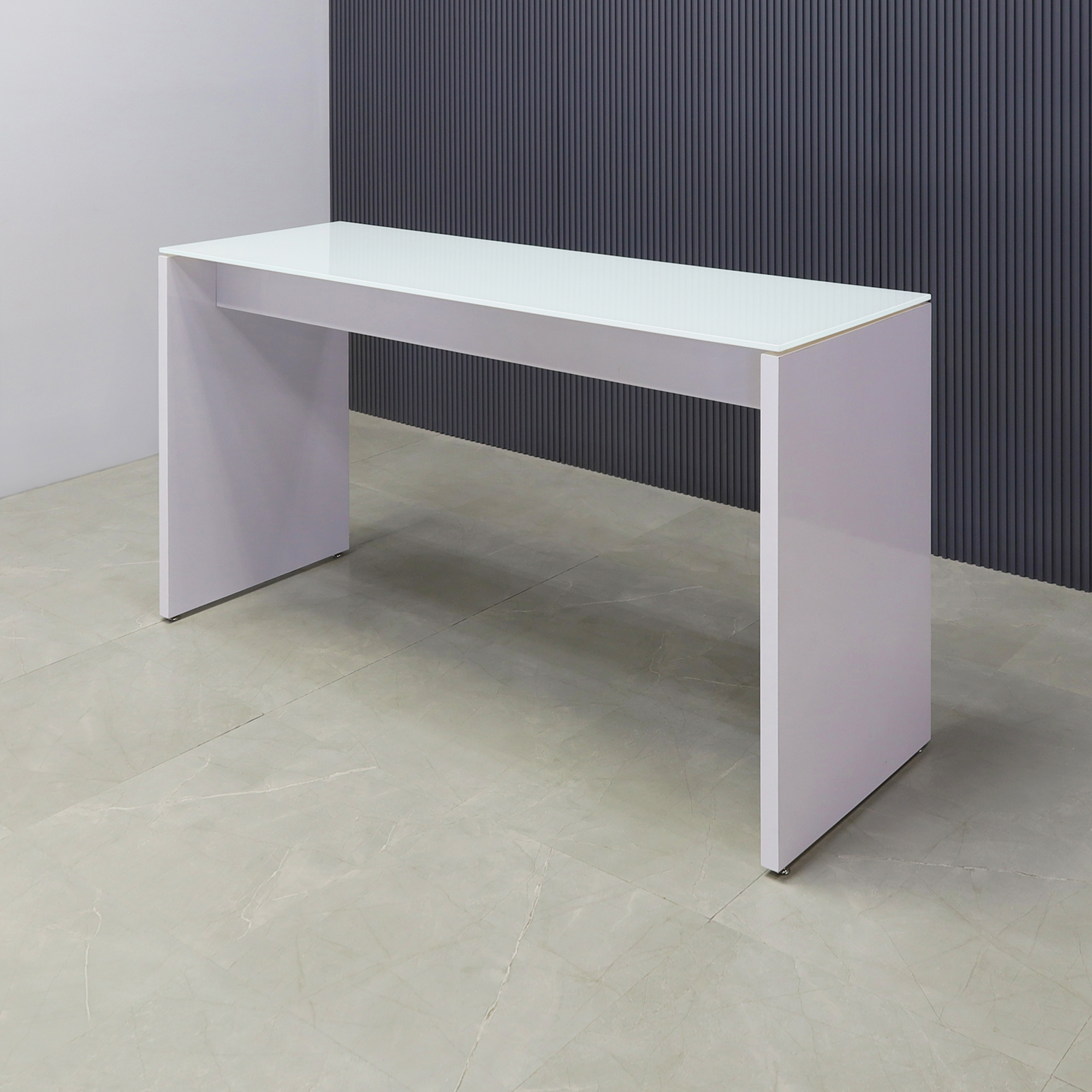 Ashville Bar Table in White Tempered Glass Top - 72 In. - Stock #24 