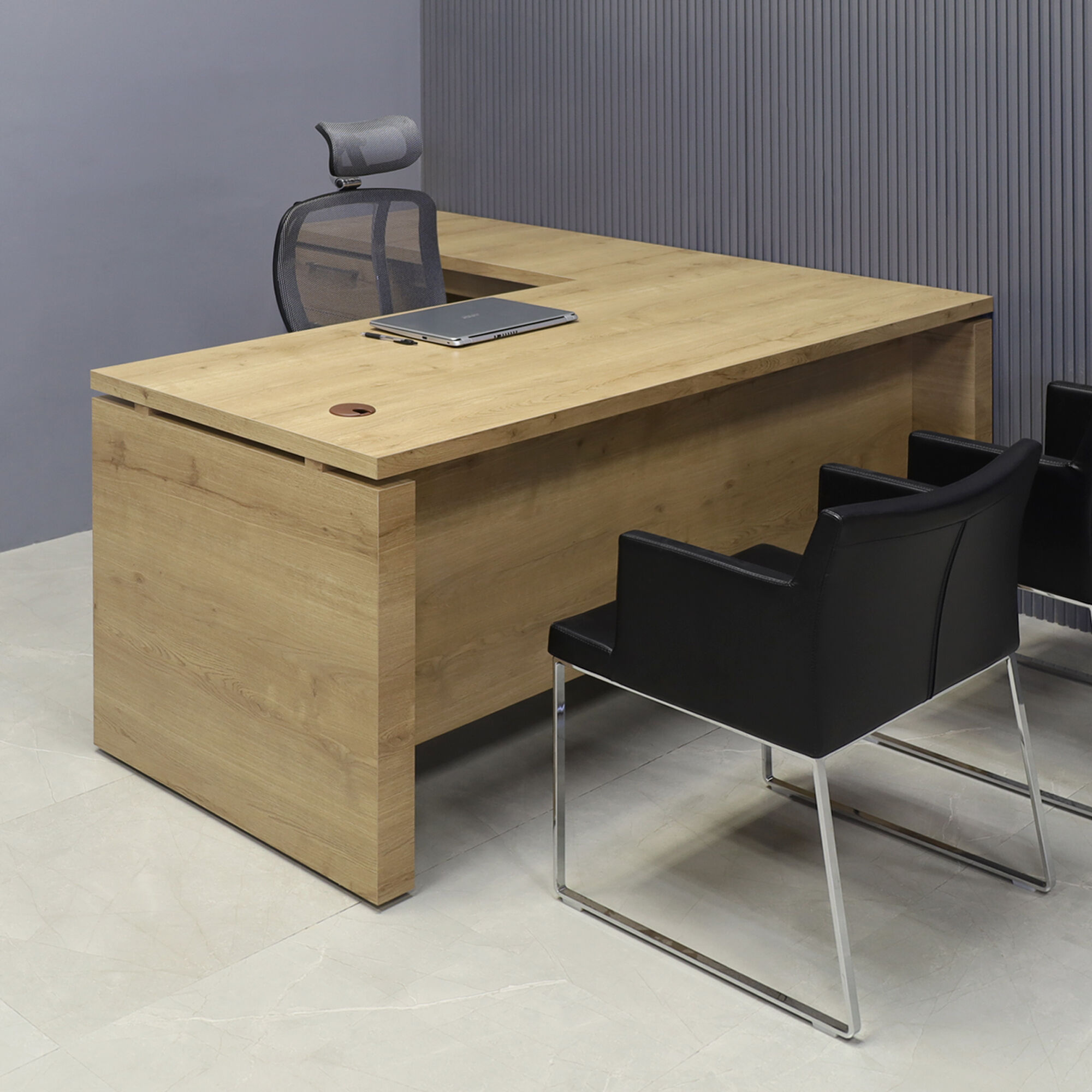 Denver L-Shape Executive Desk With Cabinet and Laminate Top