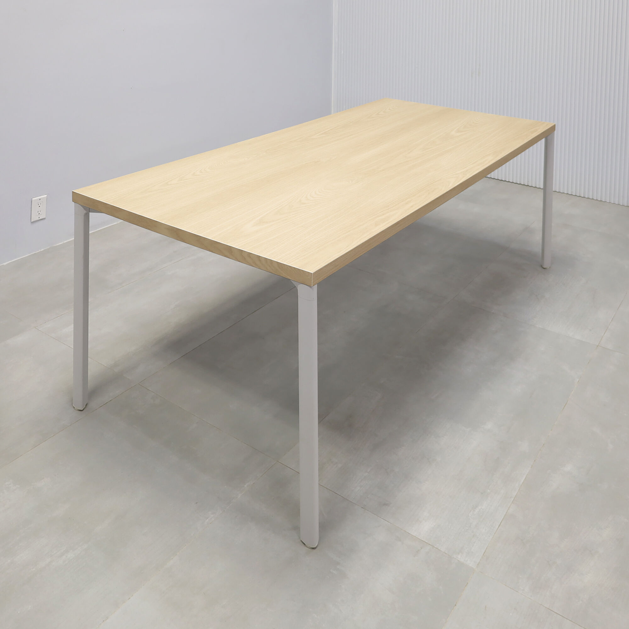 78-inches Newton Rectangular Conference Table X5 Base with natural ash PVC matte laminate top and white X5 base.