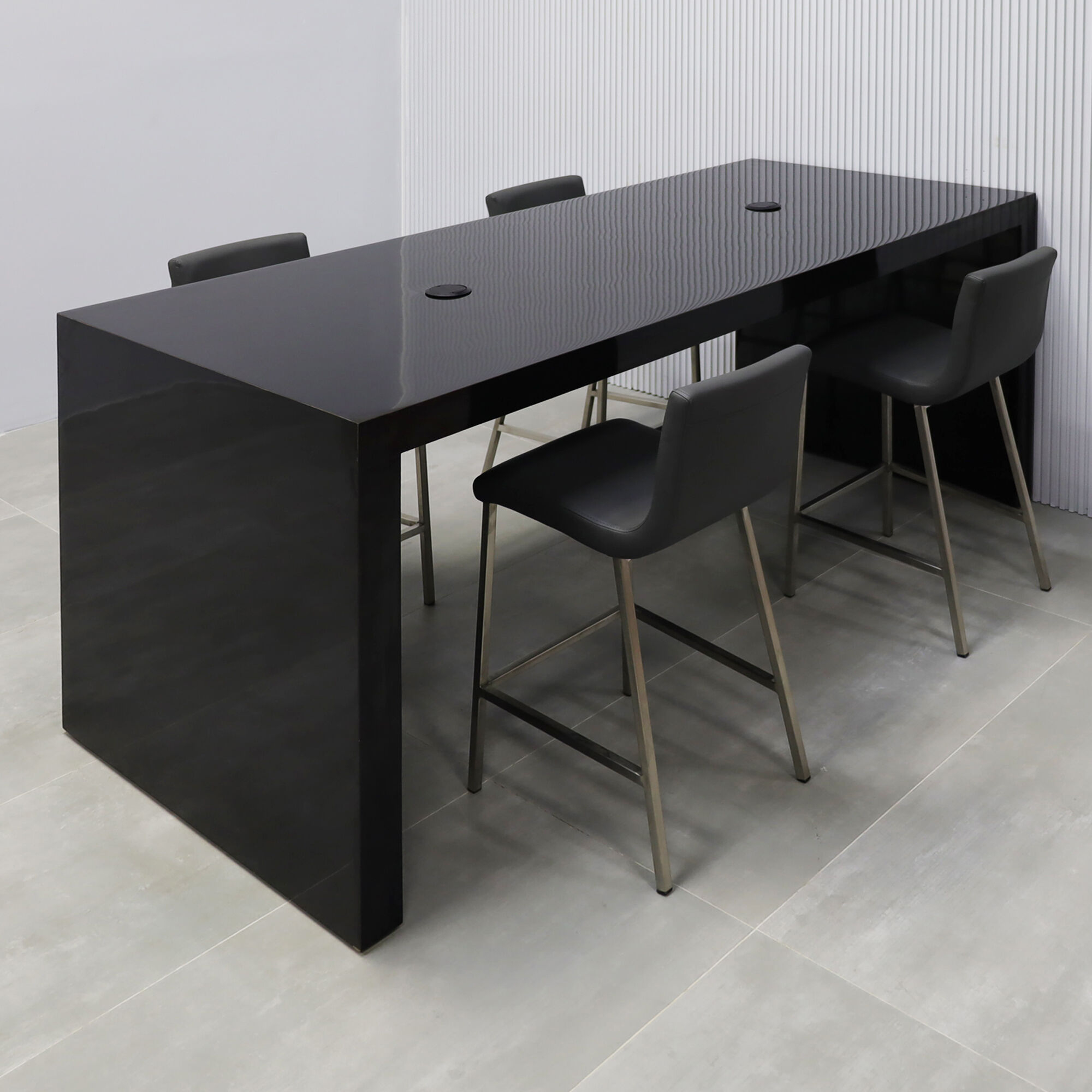 Ashville Laminate Collaboration Table in Black Gloss Laminate Finish - 84 In. - Stock #46