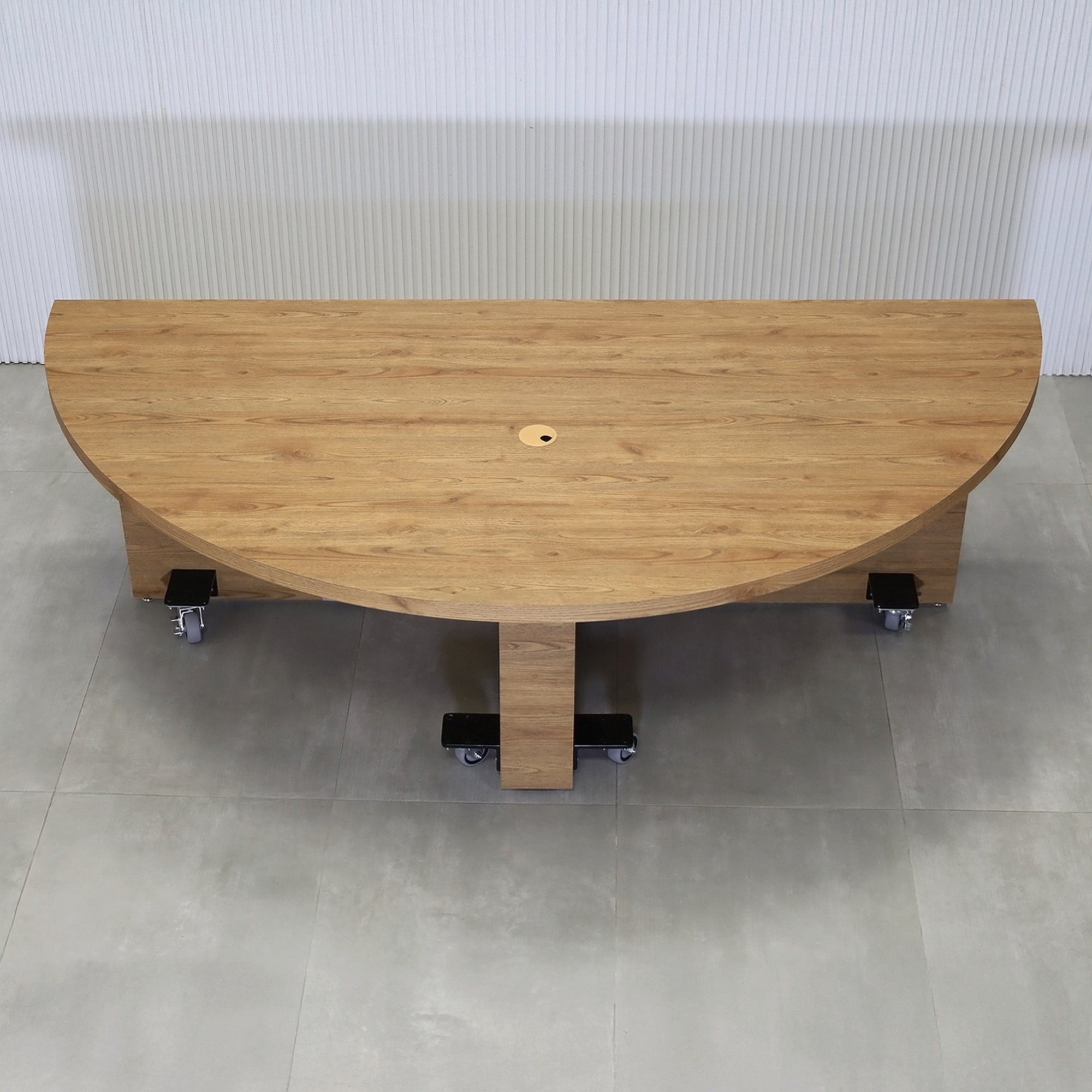 84-inch Detroit Custom Podcast Table in Spiced Chestnut Finish. (Special Bracket Lip with pre-installed D-Nuts)
