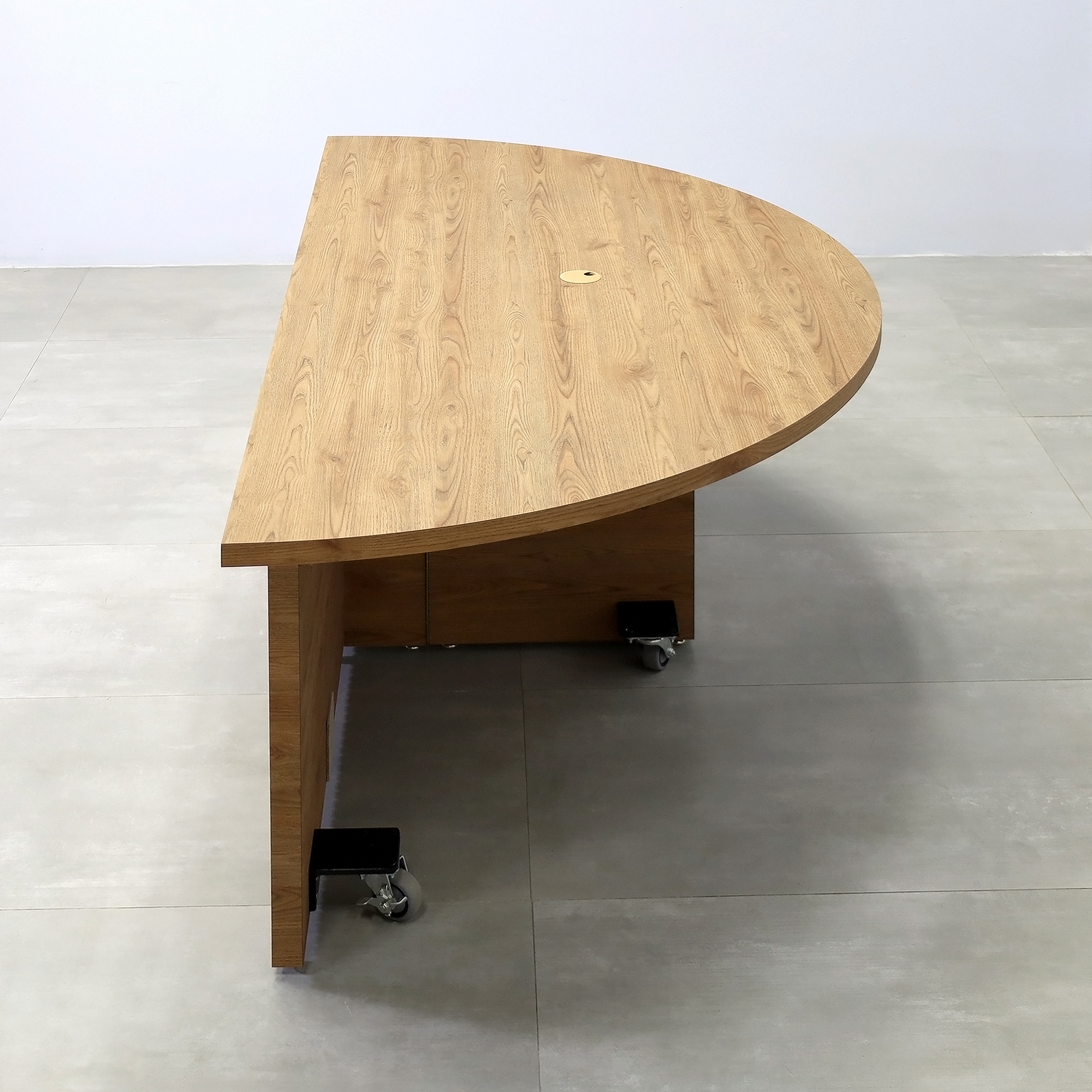 84-inch Detroit Custom Podcast Table in Spiced Chestnut Finish. (Special Bracket Lip with pre-installed D-Nuts)