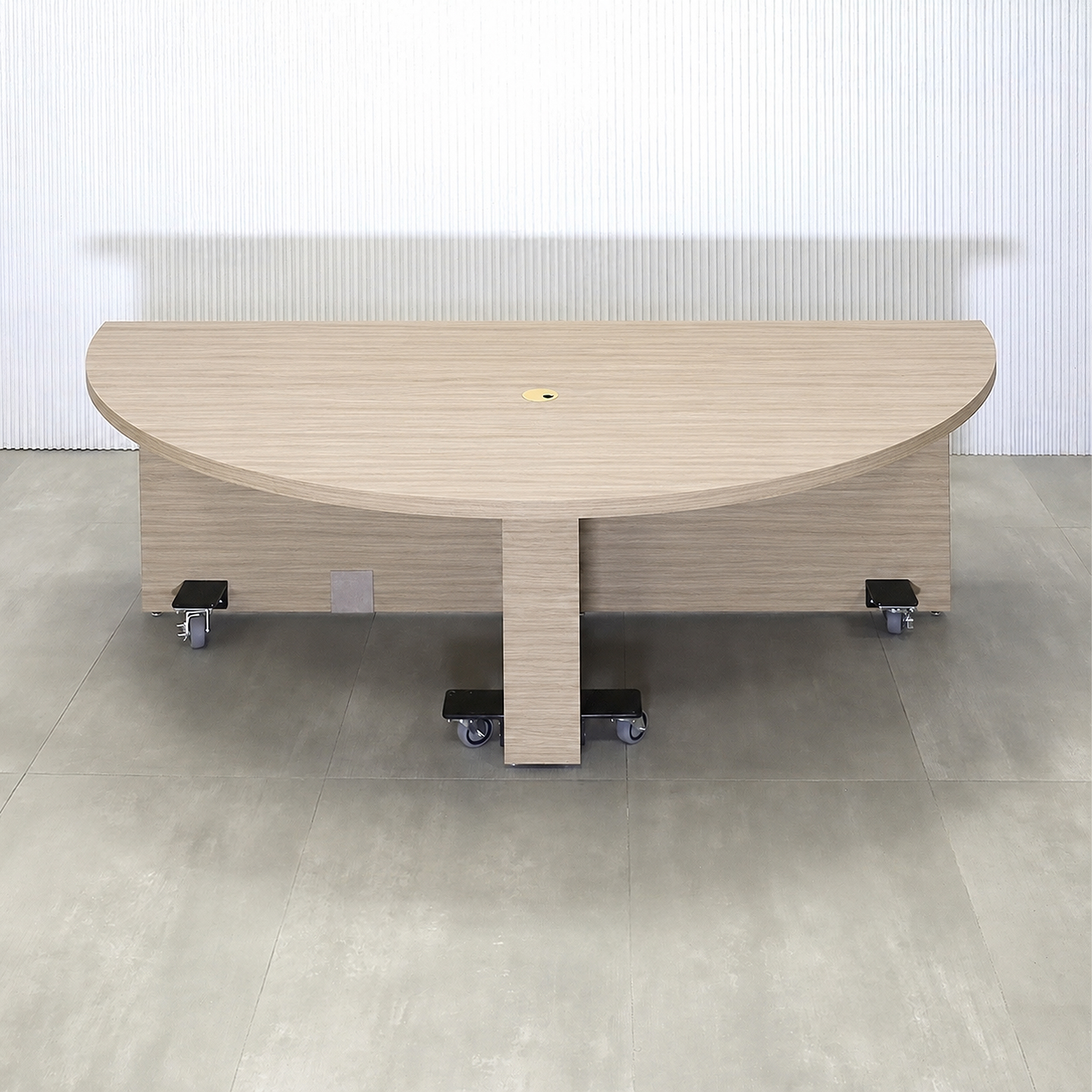 84-inch Detroit Podcast Table with Washed Oak Wood Veneer Finish - Render - Swatch Finish.