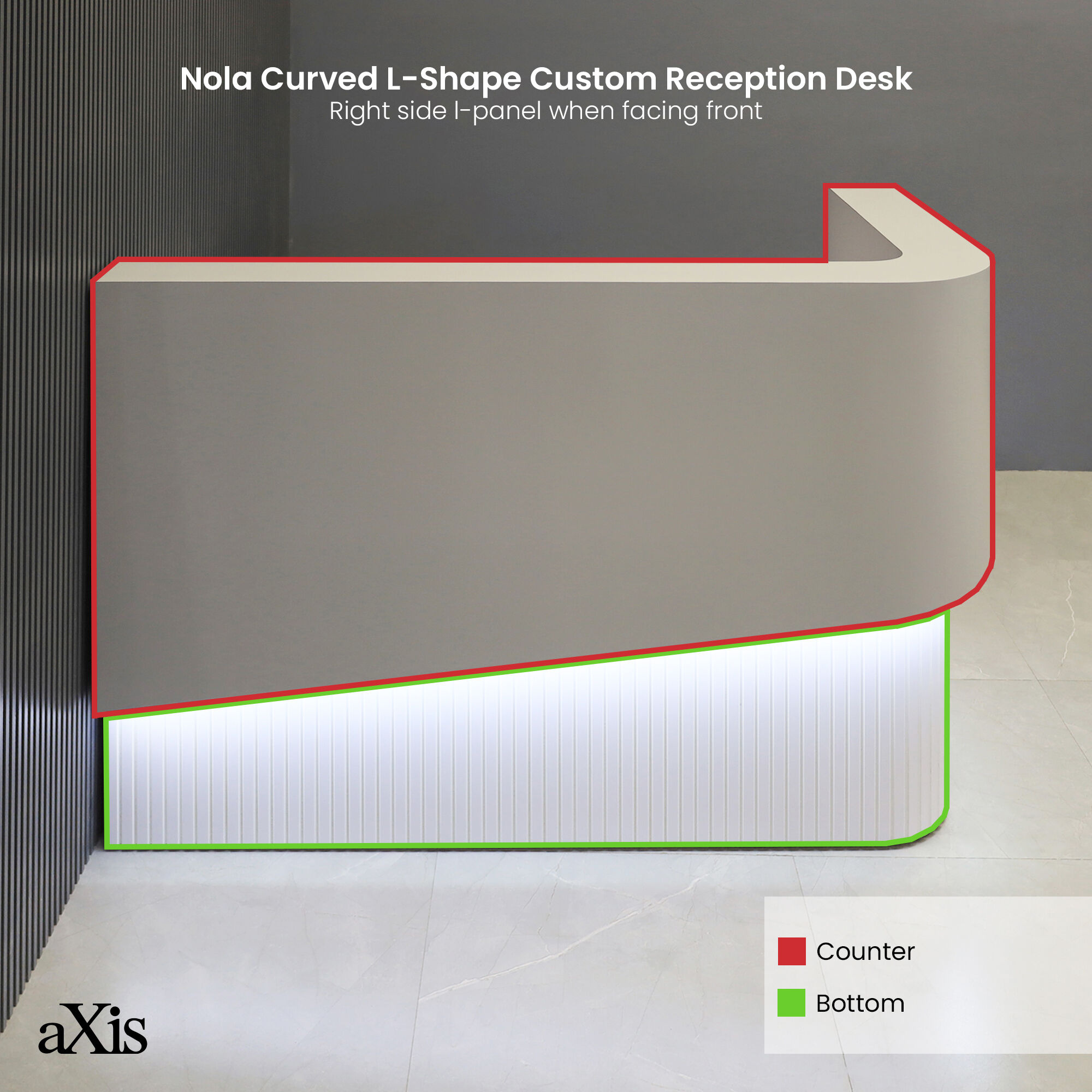 Nola L-Shape Curved Custom Reception Desk