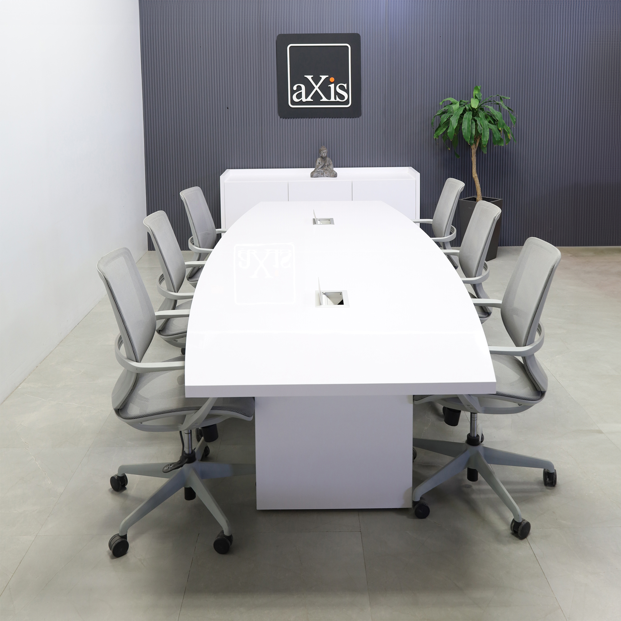 Newton Boat Shape Conference Table with Laminate Top and X1 Base